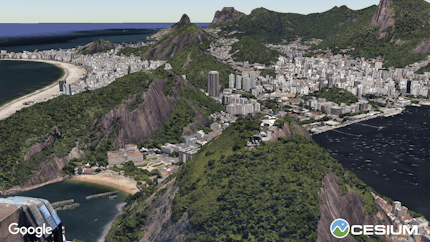 Rio de Janeiro, Brazil, visualized with Photorealistic 3D Tiles in CesiumJS.