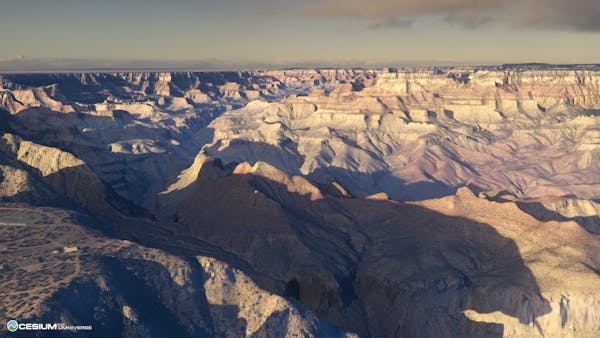 Cesium for Omniverse - The Grand Canyon, visualized in Omniverse by streaming Cesium World Terrain from Cesium ion.