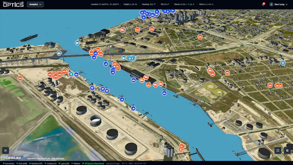 Active Digital Twin of the Port of Corpus Christi built by The Acceleration Agency with ProjectGemini’s SaaS leveraging CesiumJS