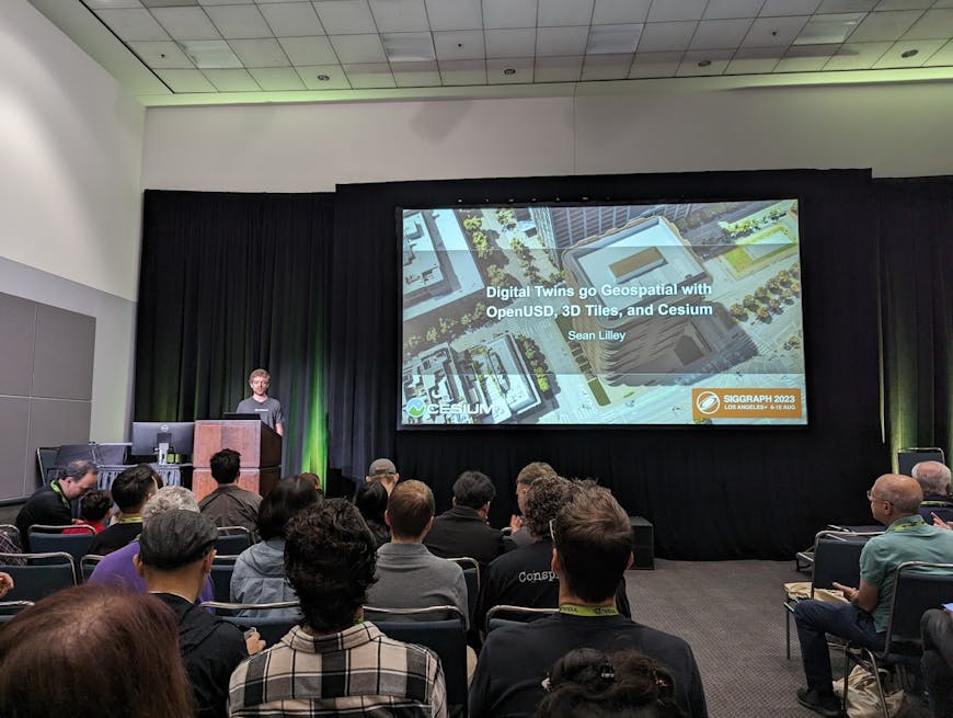 Sean Lilley presents Digital Twins Go Geospatial with OpenUSD, 3D Tiles, and Cesium at NVIDIA OpenUSD day at SIGGRAPH 2023.