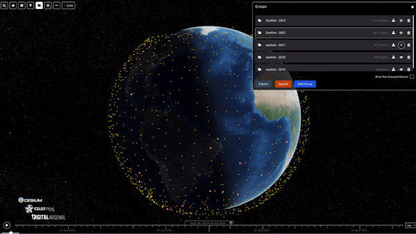 Custom satellite catalog query with visualization in DigitalArsenal's OrbPro.