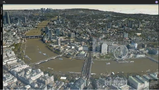 London at 5 cm resolution with photogrammetry data from BlueSky. This interactive model is shown in CesiumJS and can be accessed through a browser on any device. 