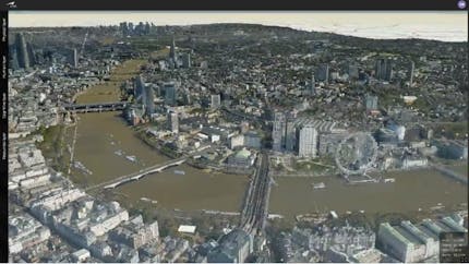 London at 5 cm resolution with photogrammetry data from BlueSky. This interactive model is shown in CesiumJS and can be accessed through a browser on any device.