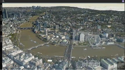 London at 5 cm resolution with photogrammetry data from BlueSky. This interactive model is shown in CesiumJS and can be accessed through a browser on any device. 