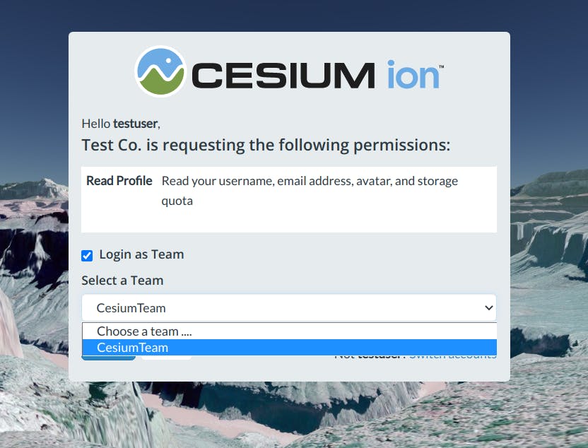 Screenshot of Cesium ion Teams
