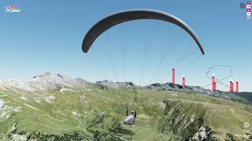 Paraglider in Red Bull X-Alps live tracking