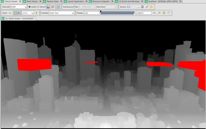 Fig 1.5: In Unreal Engine, previously occluded objects are batched together into grouped occlusion queries in subsequent frames. This is an optimization to reduce the number of occlusion queries for continually occluded objects. In this case, all the objects in the batch remain occluded.