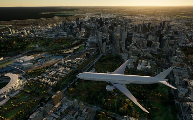 Screenshot of Project Anywhere's flight tracker mode. A collaboration with Cesium, Microsoft, Epic Games, and NVIDIA.