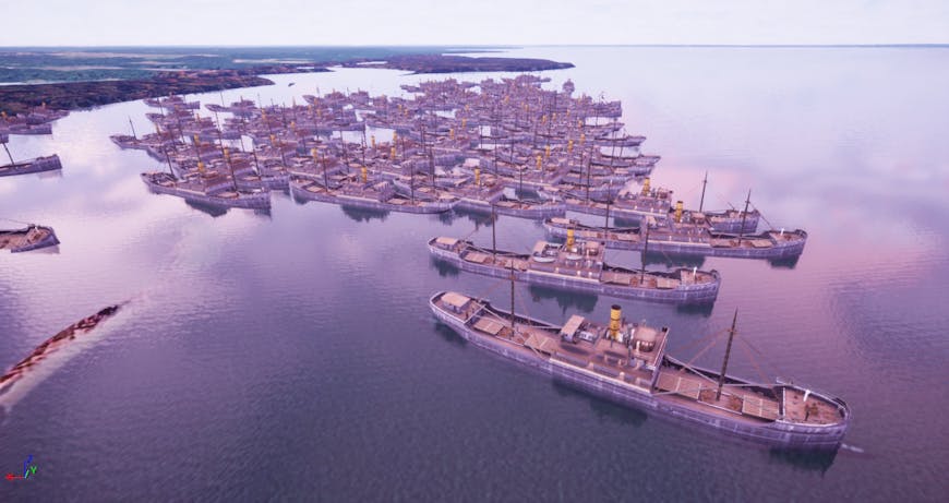 Ships in Mallows Bay visualized in Cesium for Unreal