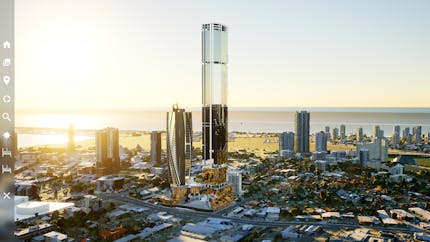 3D model of high-rise buildings on Australia's Gold Coast as shown in Immersiv real estate app