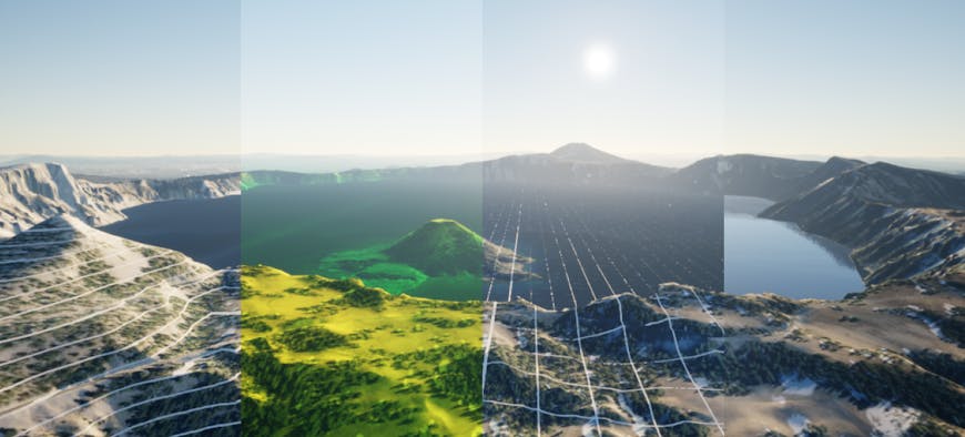 material visual effects at Crater Lake in Cesium for Unreal