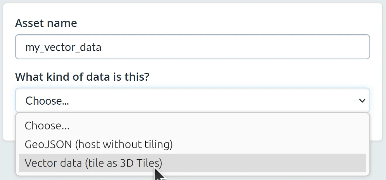 ion tiling dropdown menu with vector data