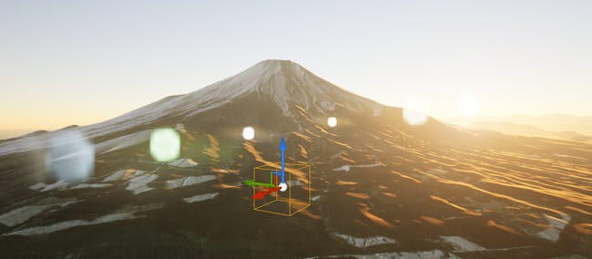 The effect of the Lens Flare Intensity control in UE Editor