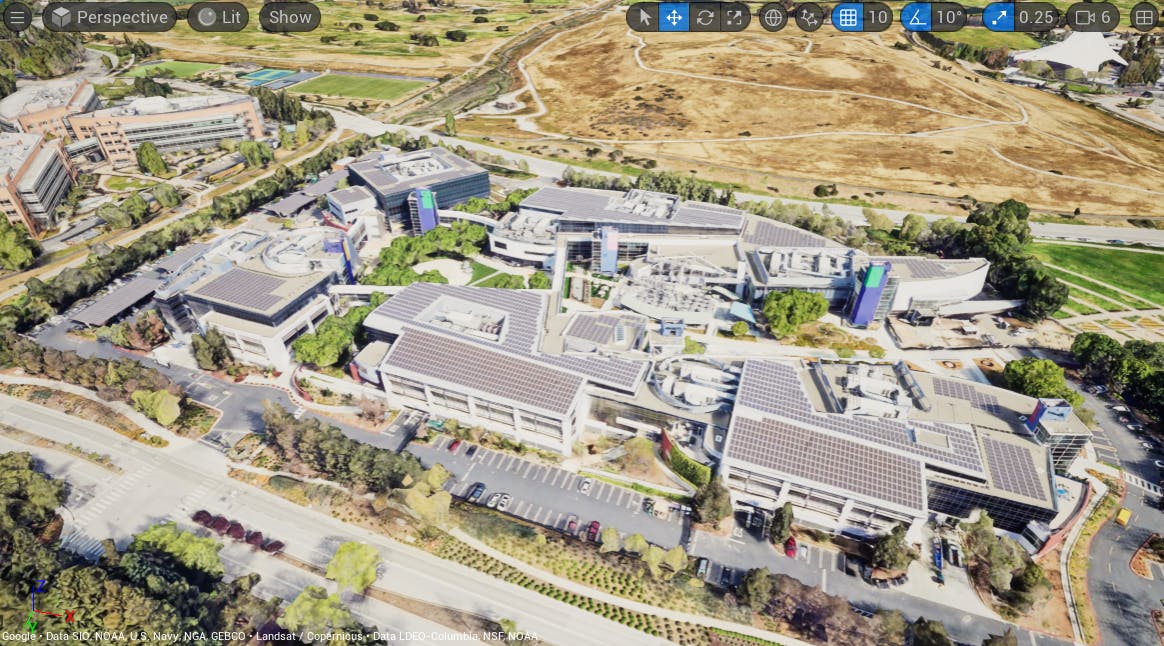Once the georeference changes, you’ll be able to view the Googleplex and surrounding Silicon Valley area.