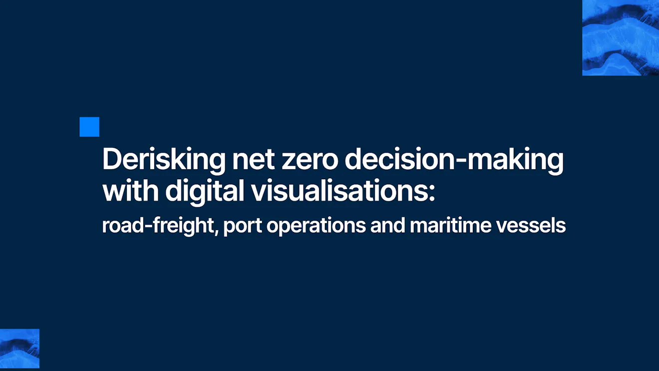 Derisking net zero decision-making with digital visualisations: road-freight, port operations and maritime vessels