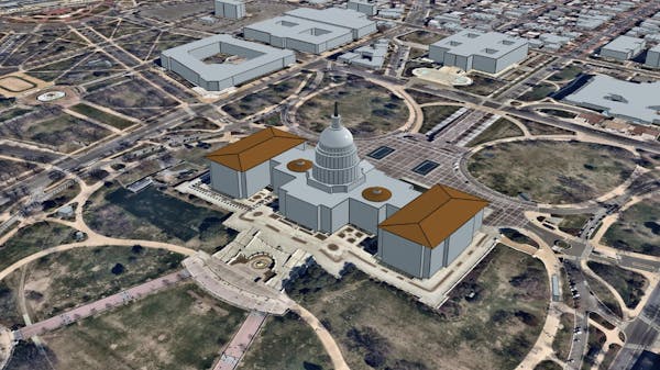 The Capitol building in Washington DC in Cesium OSM Buildings