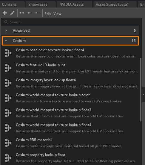 Cesium for Omniverse: Style by Properties. Cesium for Omniverse provides several material nodes for working with tilesets. These can be found in the Cesium section of the Material Graph node list.