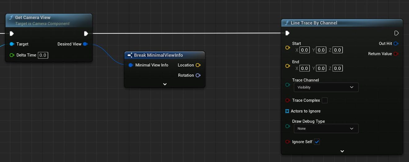 Cesium for Unreal tutorial: Visualize Mesh Features and Metadata. From the blue Desired View pin of Get Camera View, drag and release the mouse again, then select Break MinimalViewInfo from the context menu.