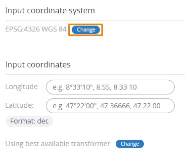 Cesium for Omniverse/Revit tutorial: Under Input coordinate system, click Change.