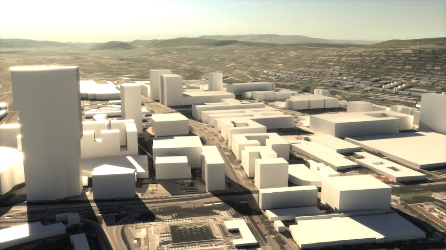 Esri ArcGIS CityEngine USD located within Cesium World Terrain with Bing Maps Imagery, rendered with NVIDIA Omniverse USD Composer using RTX Interactive Path Tracing. (AOUSD Announcement)