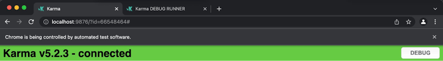 Karma debugger window