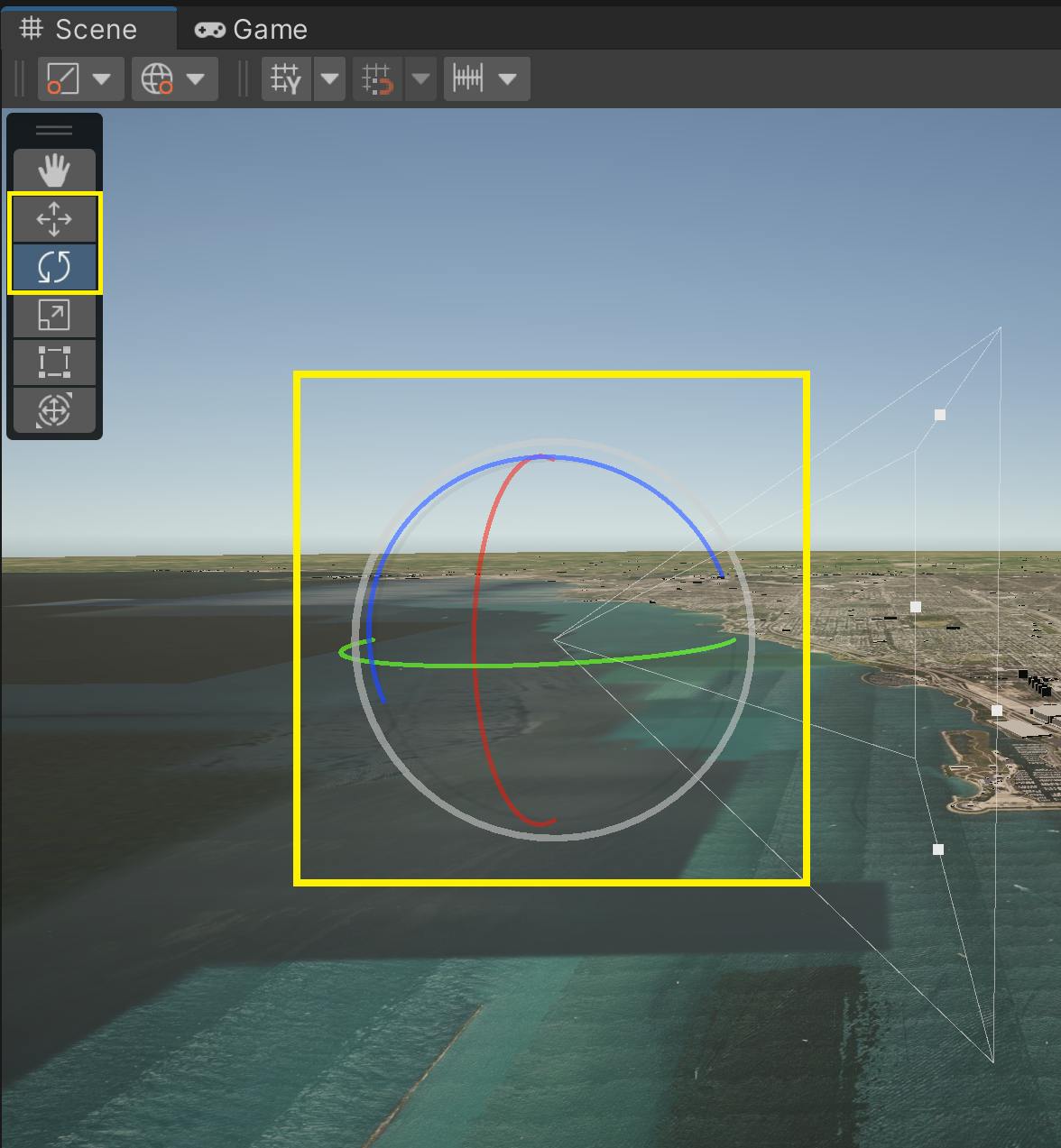Move and rotate the camera with the tools in the Scene View.