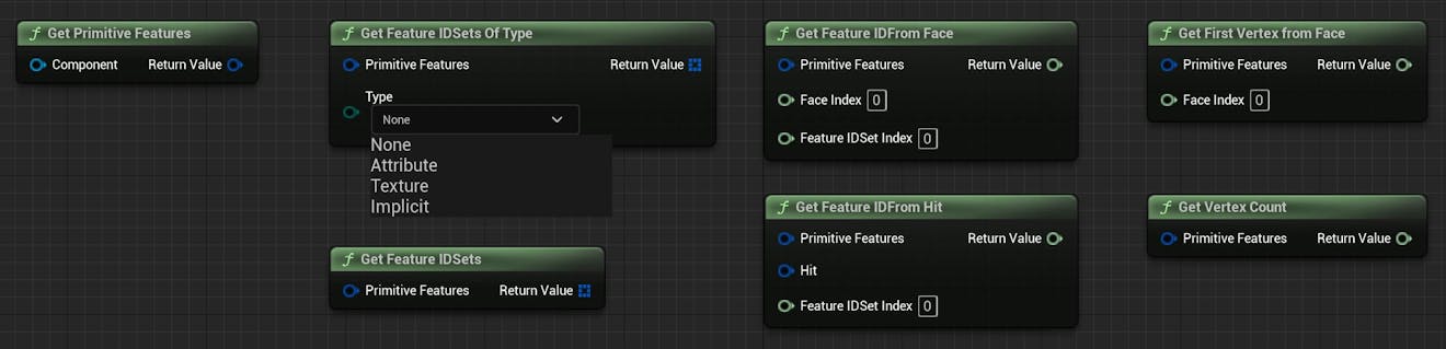 Cesium for Unreal tutorial: Upgrade to 2.0 Guide. All of the Blueprint nodes available on the CesiumPrimitiveFeatures class.