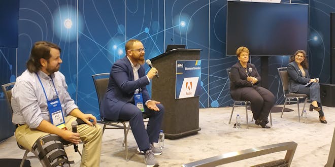 Patrick Cozzi speaking on the metaverse at the USGIF GEOINT Symposium in 2021.