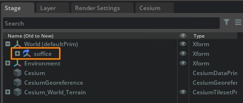 Cesium for Omniverse Graphisoft Archicad tutorial:  Select the USD payload in the stage.