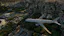 3D rendering of a commercial airplane flying above Houston, Texas