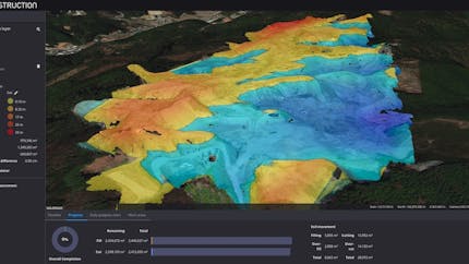 Smart Construction app showing cut and fill