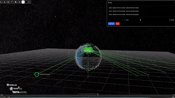 Calculating access to communications satellites in DigitalArsenal's OrbPro.