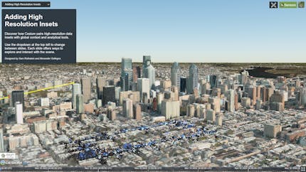 Screenshot of Philadelphia, Pennsylvania, USA, in CesiumJS Exyn demo.