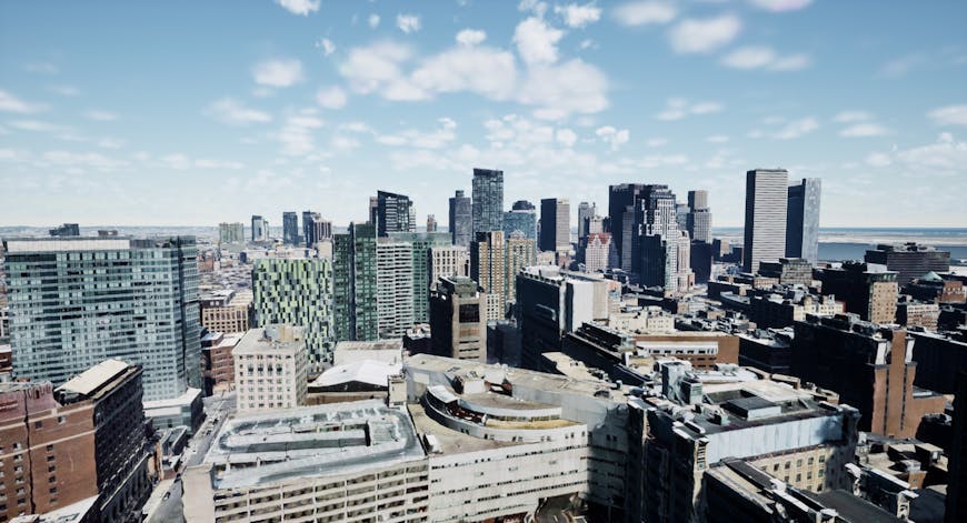 Boston downtown with 3D models created by Nearmap; shown with Cesium for Unreal