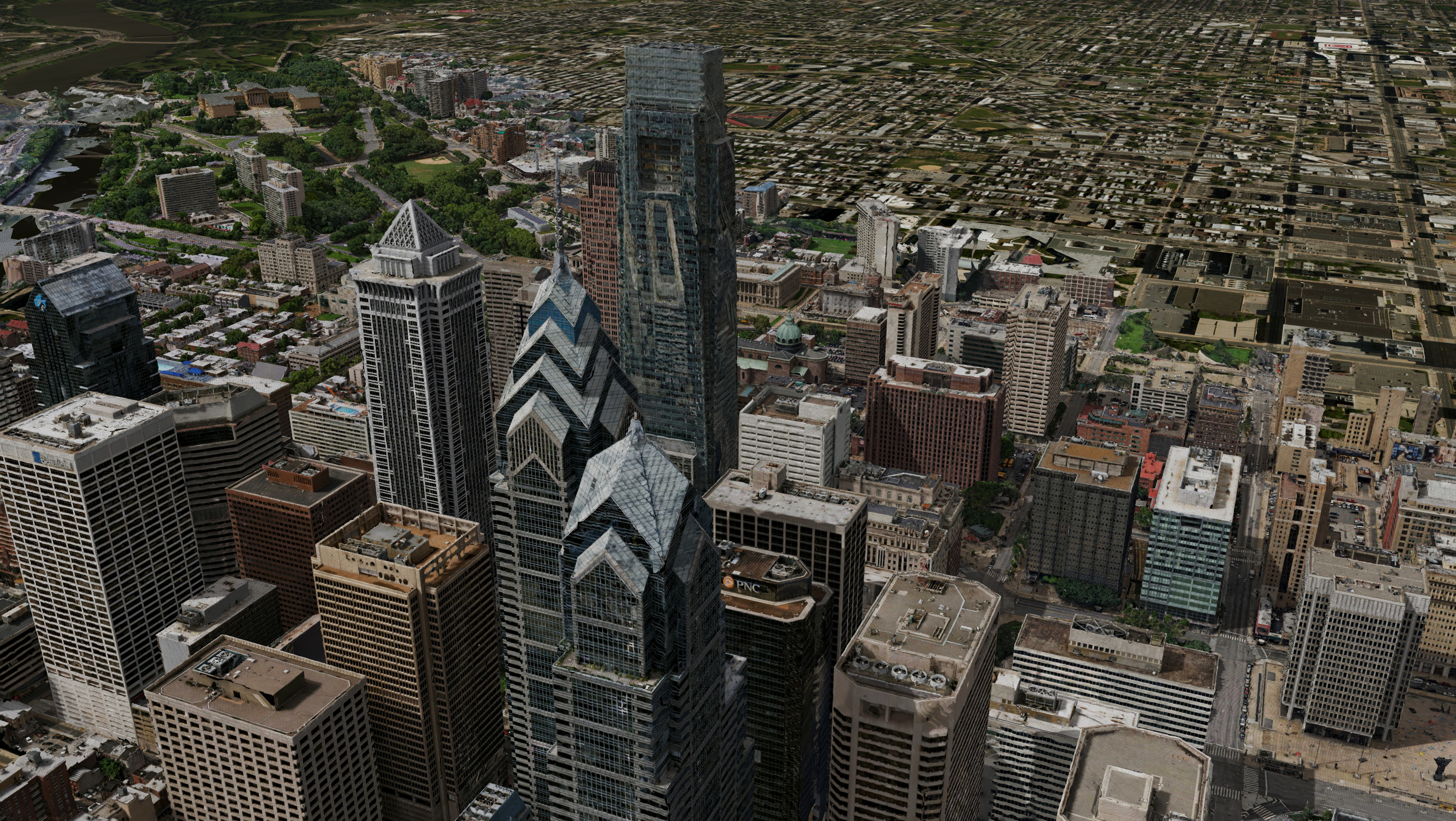 Philadelphia skyline rendered in Cesium