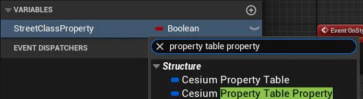 Cesium Property Table Property variable