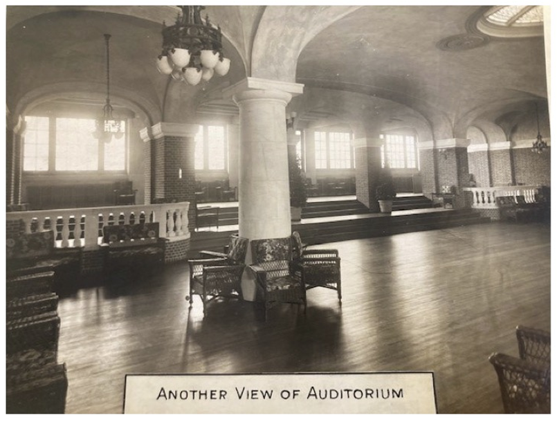 Historic photo of the auditorium in the Curtis Center 10th floor, circa 1910