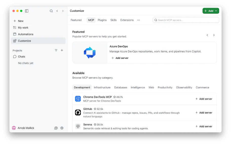 GitHub Copilot customization section