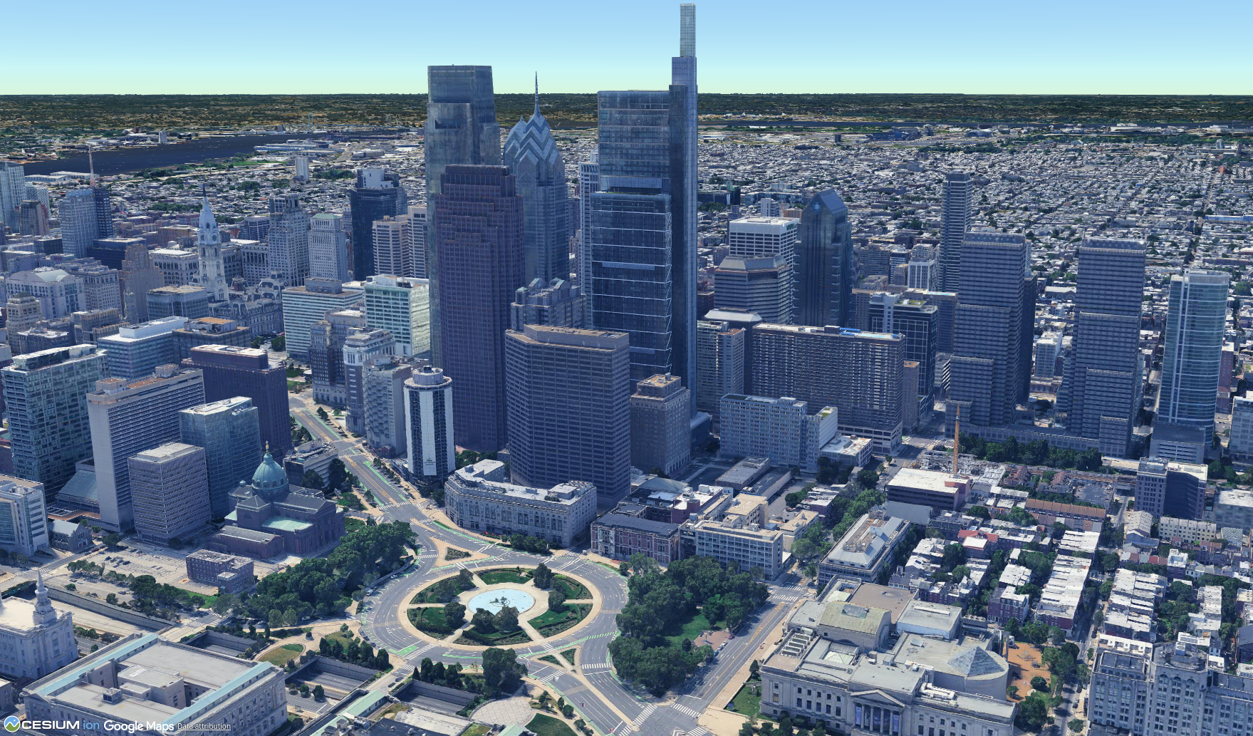 Google Photorealistic 3D Tiles of Philadelphia, Pennsylvania, USA.