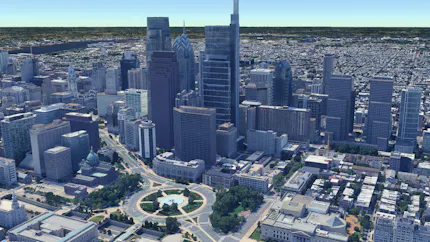 Google Photorealistic 3D Tiles of Philadelphia, Pennsylvania, USA.