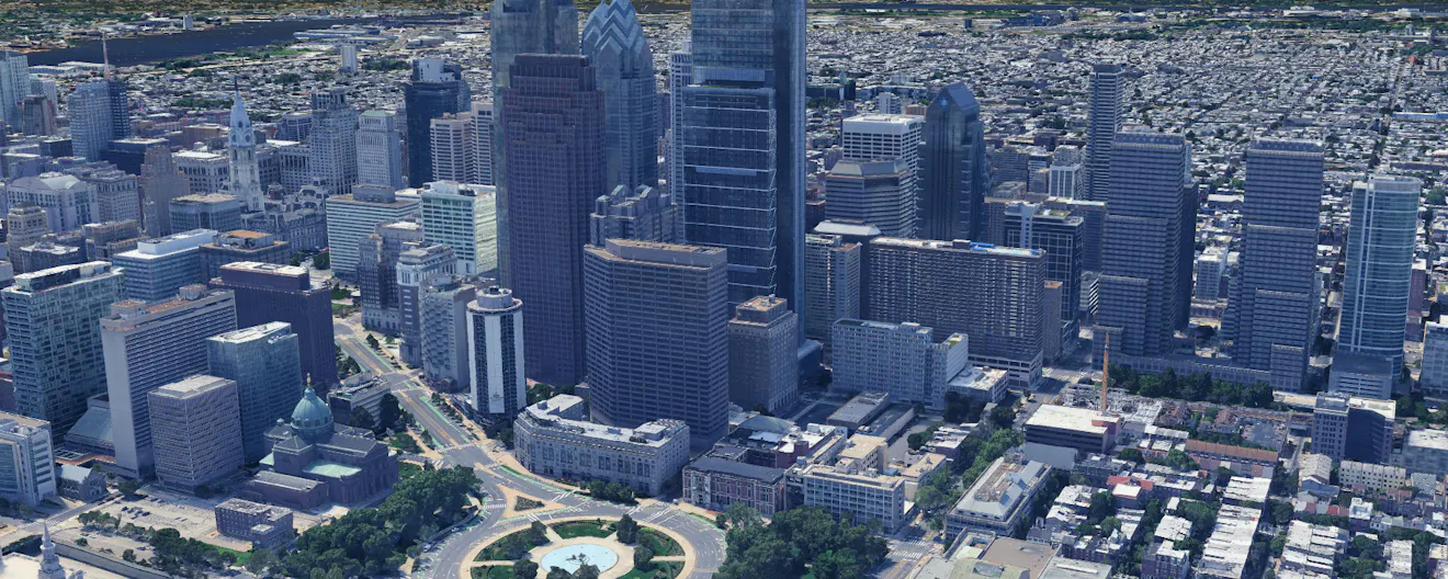 Google Photorealistic 3D Tiles of Philadelphia, Pennsylvania, USA.
