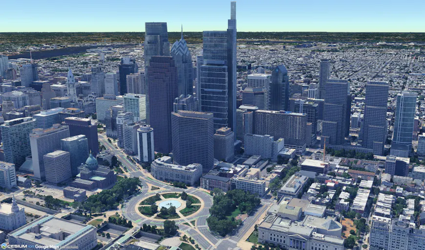 Google Photorealistic 3D Tiles of Philadelphia, Pennsylvania, USA.