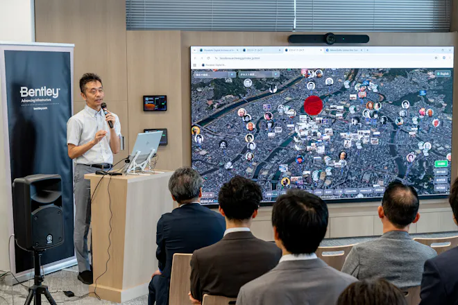 Prof. Hidenori Watanave presents the Hiroshima Archive at the Bentley Japan office opening in June 2026 