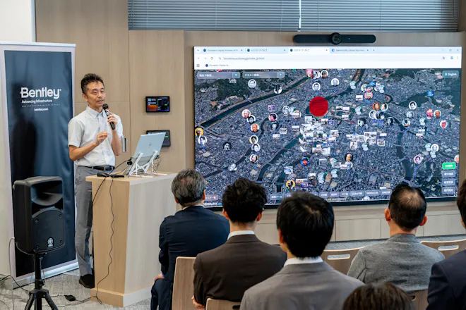 Prof. Hidenori Watanave presents the Hiroshima Archive at the Bentley Japan office opening in June 2026