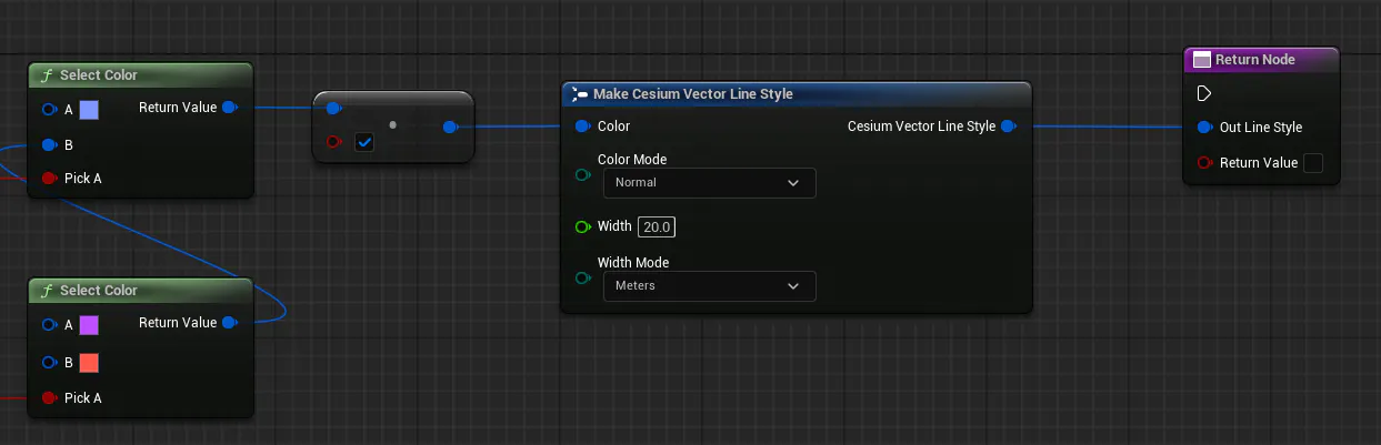 Make Cesium Vector Line Style node