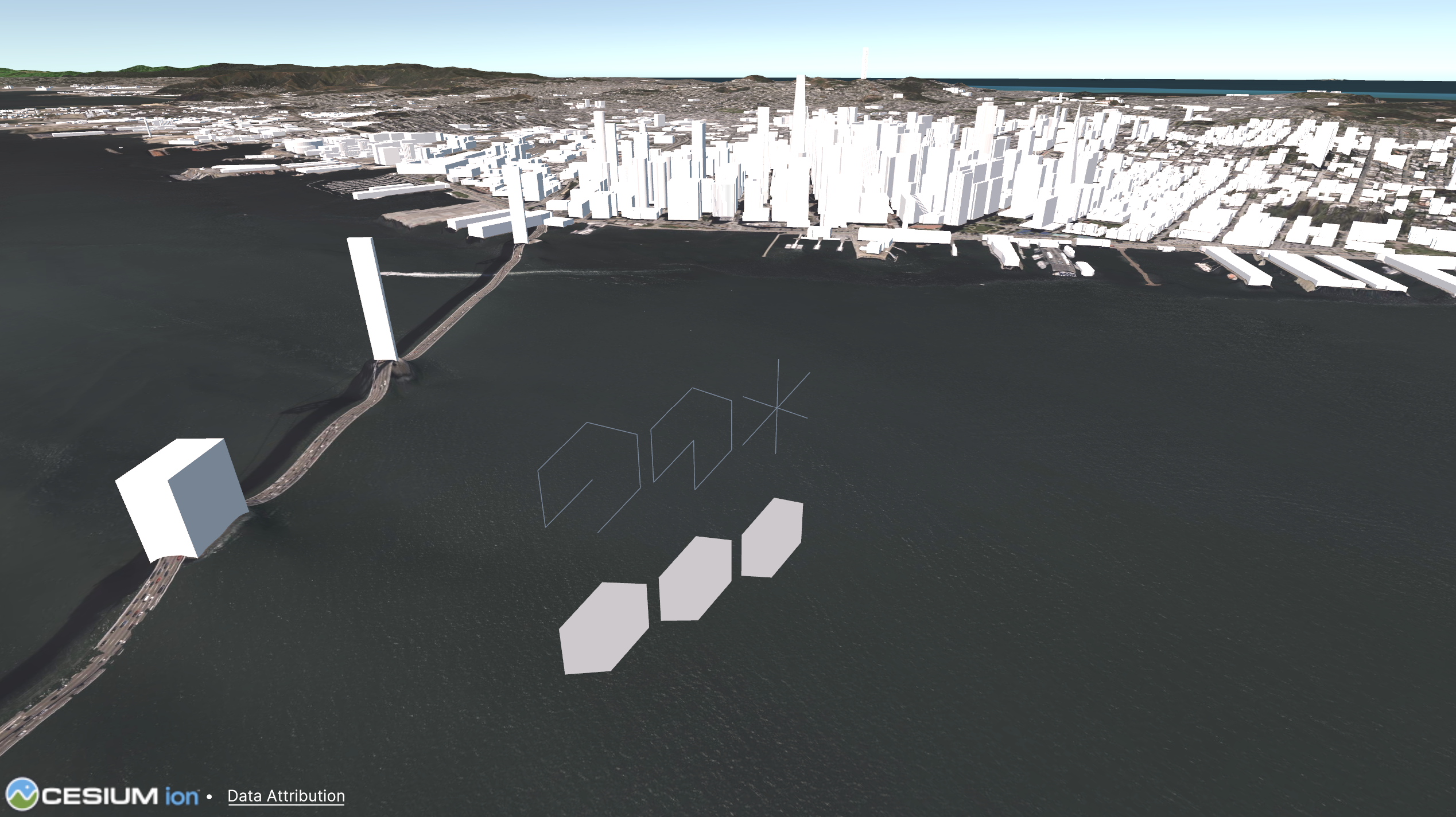 glTF line primitives visualized in Cesium for Unity.