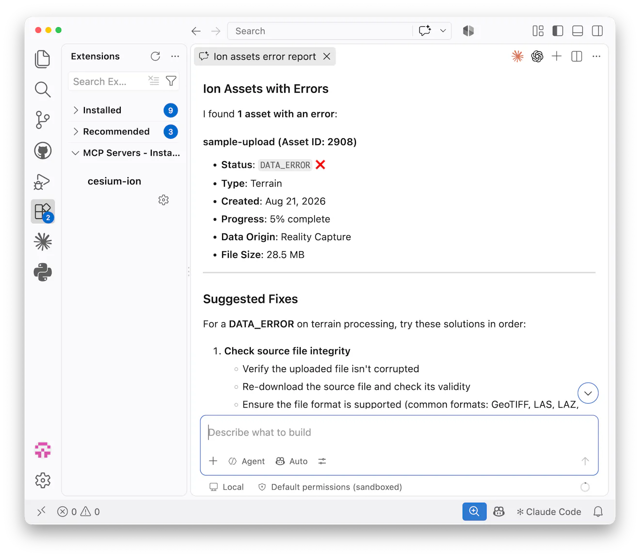 ion assets with errors