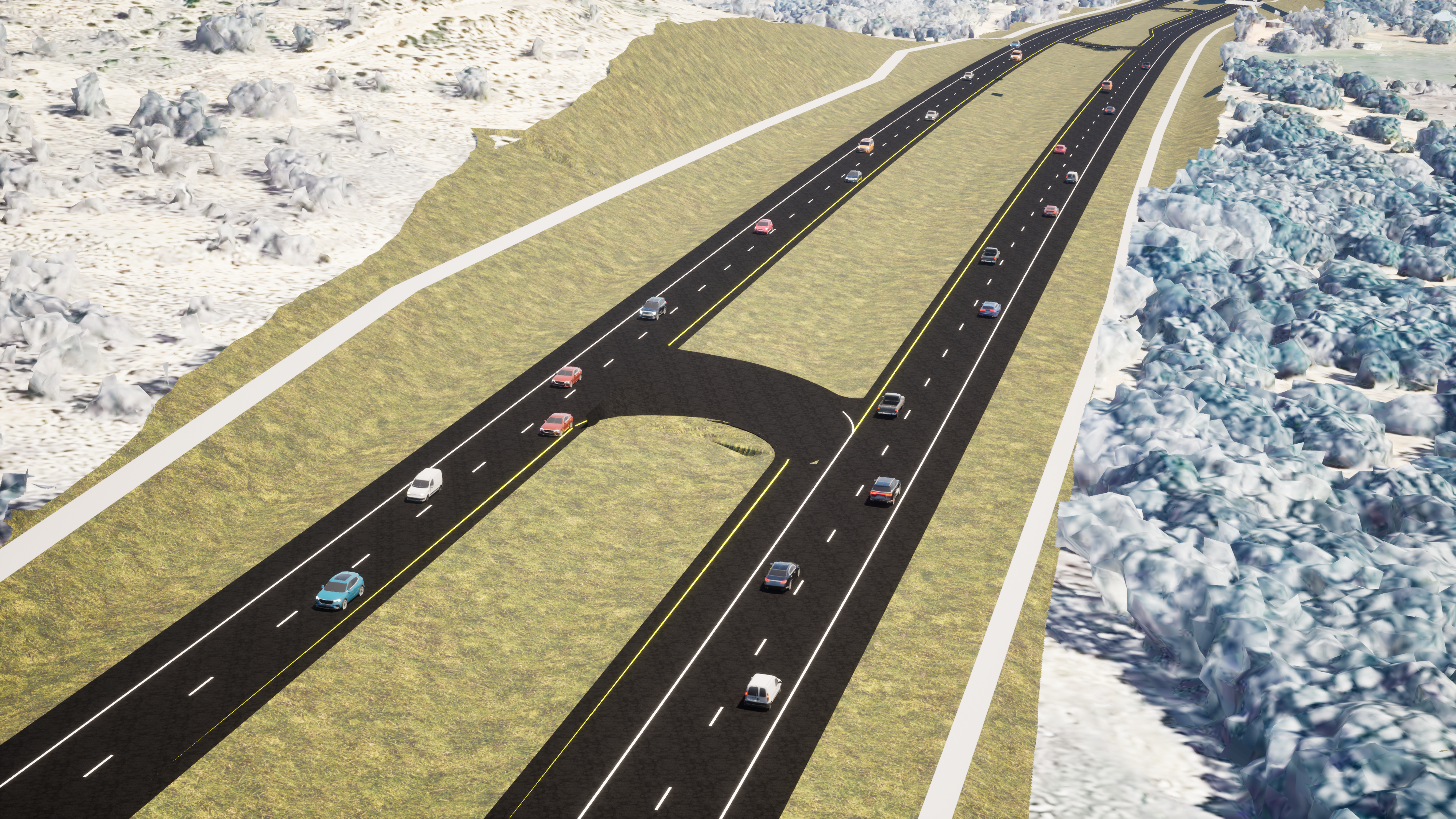 Design of TxDOT US281 highway improvements, visualized in Cesium for Unreal