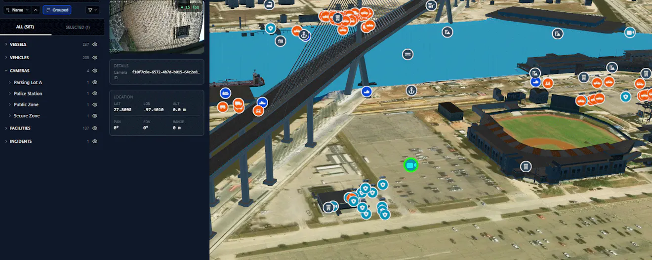 Active Digital Twin of the Port of Corpus Christi built by The Acceleration Agency with ProjectGemini’s SaaS leveraging CesiumJS