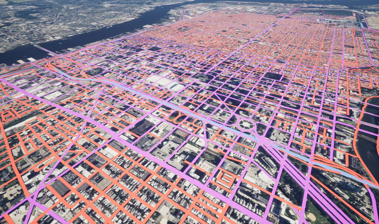 Philadelphia vector tiles in Cesium for Unreal
